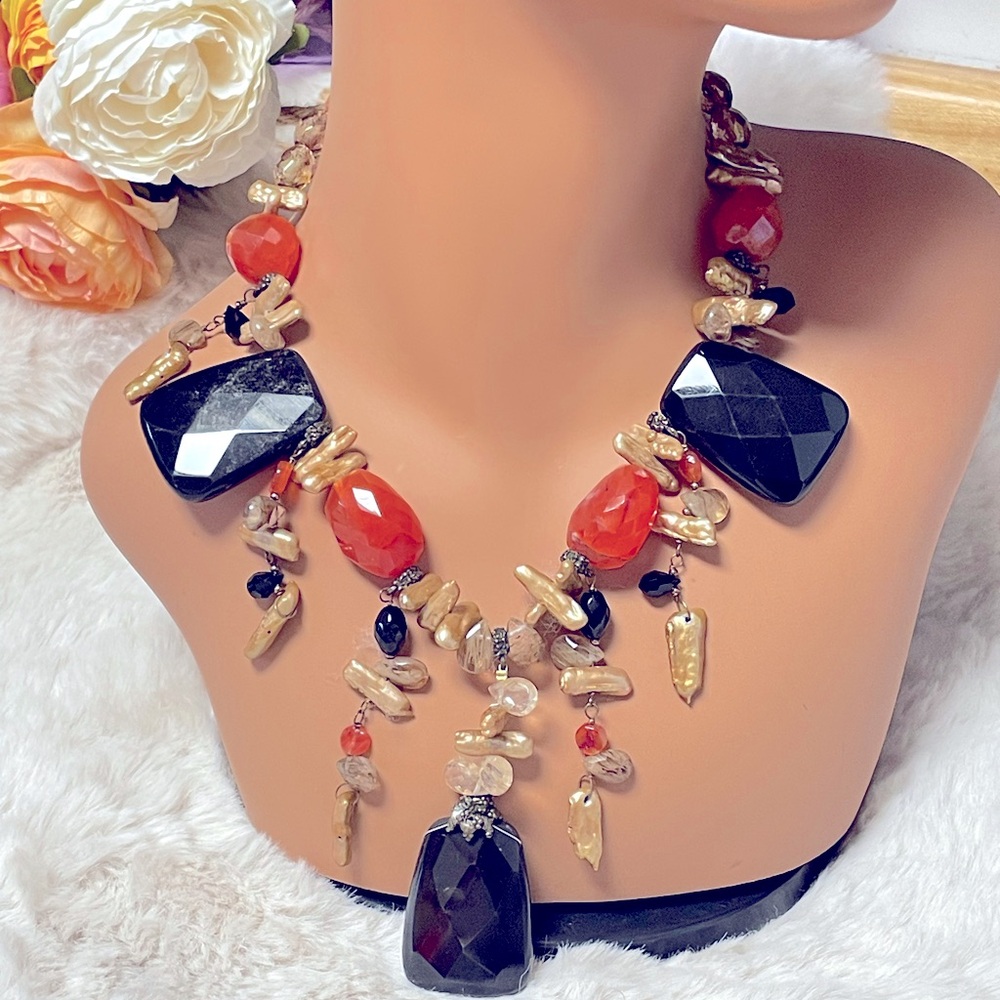 Vintage Maya Evangelista Statement Necklace Chunky Runway Art Jewelry